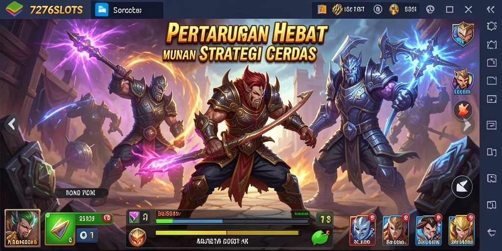 Screenshot utama 7276SLOTS menunjukkan aksi pertarungan yang intens.