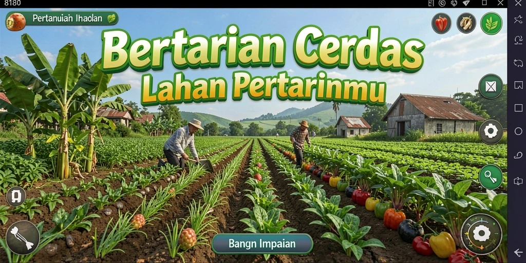 Screenshot gameplay <strong>8180</strong> dengan suasana ladang yang indah.