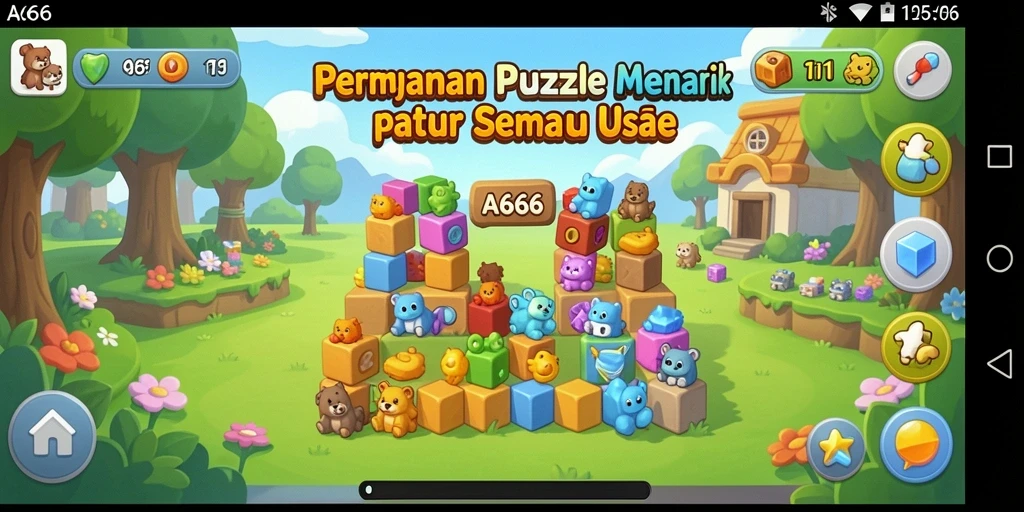 Tangkapan layar gameplay AA666 yang menampilkan tantangan Puzzle yang menarik.
