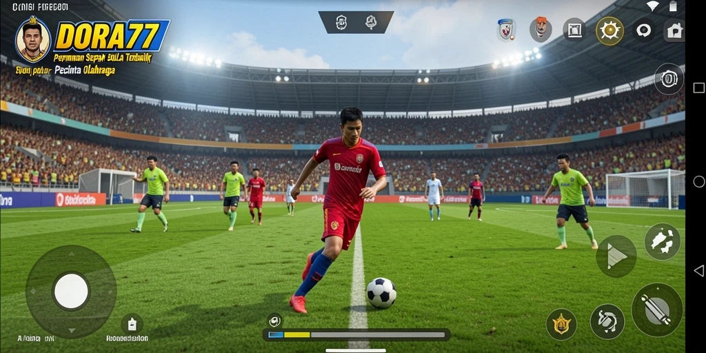 Tampilan gameplay seru dari DORA77 dengan aksi sepak bola yang mendebarkan.