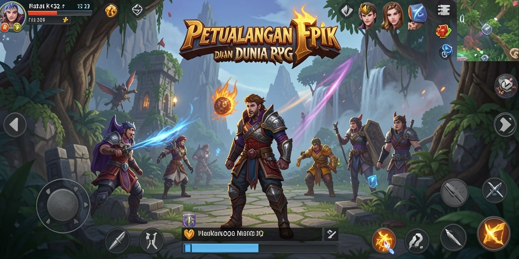 Screenshot F32 menampilkan aksi pertempuran RPG yang mengasyikkan.