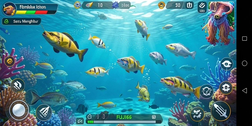 Screenshot gameplay FUJI66 menampilkan aksi menembak ikan yang seru.