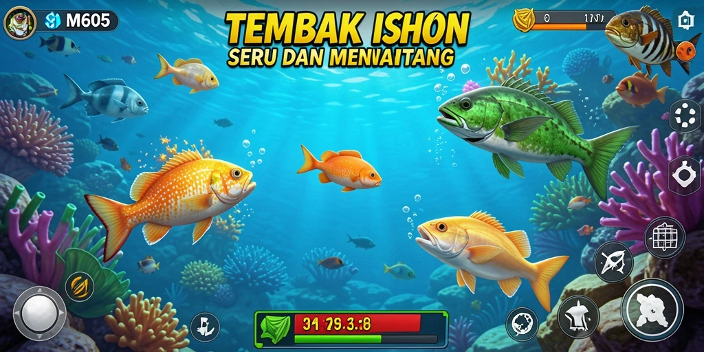 Tampilan gameplay SM605 yang seru dalam menangkap ikan.