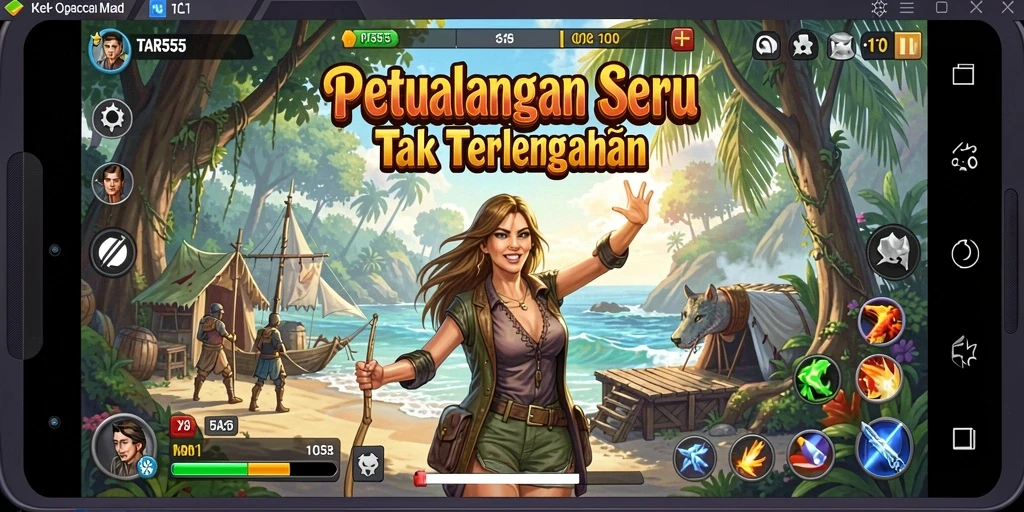 Screenshot gameplay TAR555 dengan aksi seru di dunia petualangan.